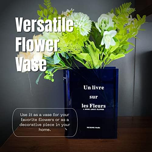 Прозрачна Ваза-награда за цветя - Библиотеки подаръци и Декоративна украса за дома - Un Livre sur les Fleurs Design(Цвят: бял)