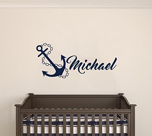 Потребителско Име Anchor Морска серия - Детски Стикер на стената за по-Малките Момчета/Момичета за Домашно Спални Деца (MM48) (Широчина