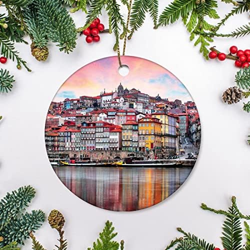 Коледна украса Порто, Португалия, Стария град на река Дуро, Коледно Дърво в паметта, Двустранно Фарфоровое/Керамично Декорация,
