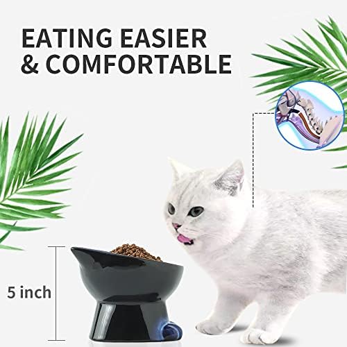 Купички за котки Nihow наклонени издигнати: Керамична купа за котешки храна 6,25 инча за защита на гръбначния стълб домашен любимец