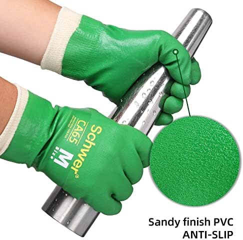 Химически Устойчиви ръкавици от PVC Schwer 11 , Подплата от бамбуково влакно срещу изпотяване и неприятна миризма, Водоустойчиви,