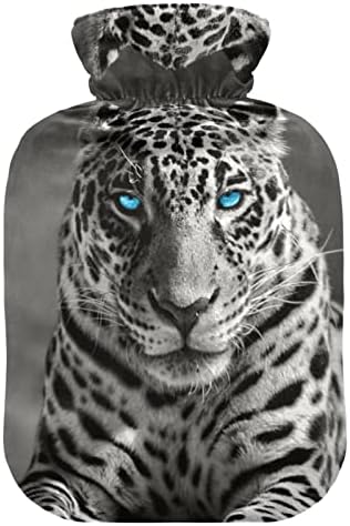 Oarencol Черна и Бяла Бутилка за гореща Вода с изображение на Тигър, Сини Очи на Животното, Пакет за Топла Вода с Капак за Горещ