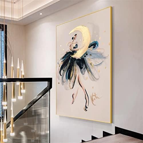 ZJHYXYH Танцуващи Фигурки Абстрактна Ръчно Рисувани с маслени Бои Голям Размер Стенни Картина за Украса на хотела (Цвят: D, Размер:
