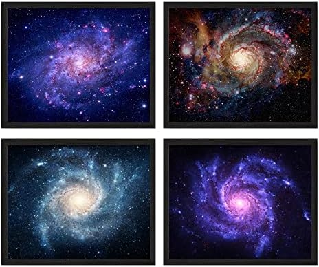 Вътрешен Плакат с Галактиката, като Космически плакати в стаята на момчетата - Комплект от 4 (8x10), Плакат с изображение на Галактиката,