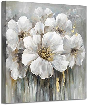 ХУДОЖЕСТВЕН ПЪТ Стенно Изкуство Цветни Картини върху Платно: Абстрактен Цветен Принт на Бели Лилии върху Платното за офис столове