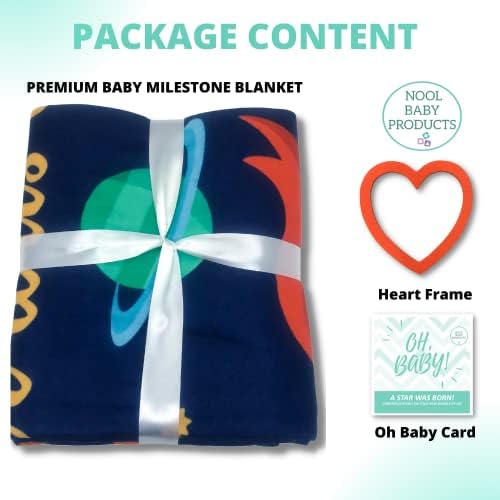 NOOL BABY PRODUCTS Детско одеало за месеца с рамка във формата на сърце, с Бяла панделка, на Бонус подарък карта |Подпори за фотосесии