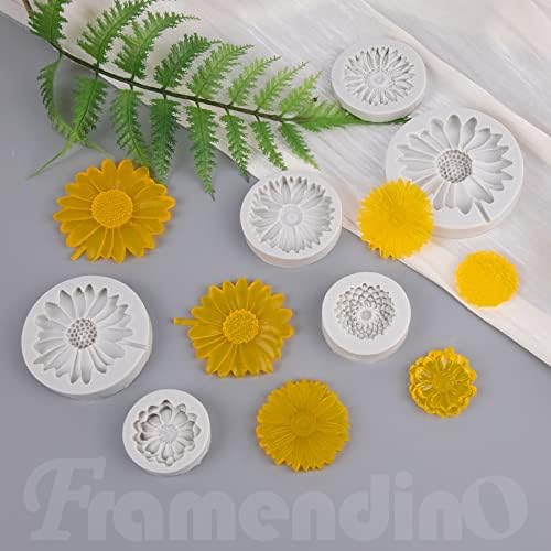 Framendino, 6 Опаковки Силиконови Форми за Цветя Хризантеми, Форма за Торта с Фондан за Свещи от смола Направи си сам