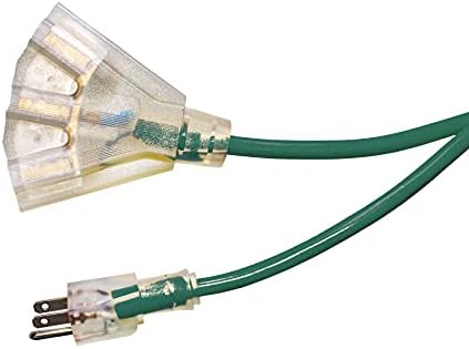 удължителен кабел за захранване с дължина 10 метра за улица, както и помещения с висока товароносимост 12 калибър /3 клипса SJTW (зелен)