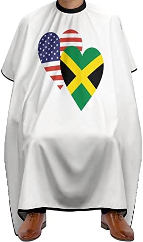 Ямайка Американски Флаг Сърцето Фризьорски салон Наметало За Подстригване Водоустойчив Наметало за Подстригване на Коса с Регулируема