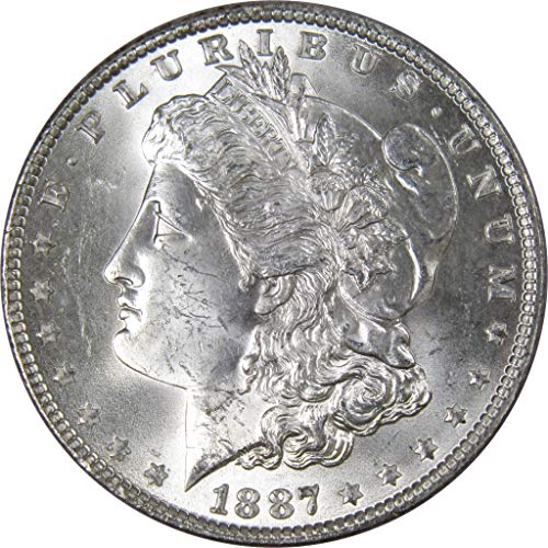 Монета 1887 г. Morgan Dollar BU Choice, не Обращающийся монетен двор на щата, 90% Сребро, 1 долар на САЩ