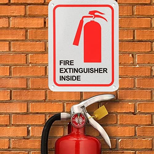 Вътрешен знак с пожарогасител, Знак за пожарна безопасност, 4x5 инча, Без ръжда, Алуминий 0,040, устойчиви на избледняване, Вътре /вън