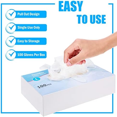 Hyunshuo 100-Опаковка професионални Прозрачни ръкавици от PVC за защита, Без латекс на прах