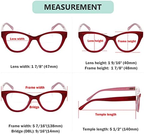 Eyekepper Бифокални очила за Жени за Четене под Слънцето Стилни Бифокални Ридеры С Тъмни Лещи в стил Котешко око Голям размер