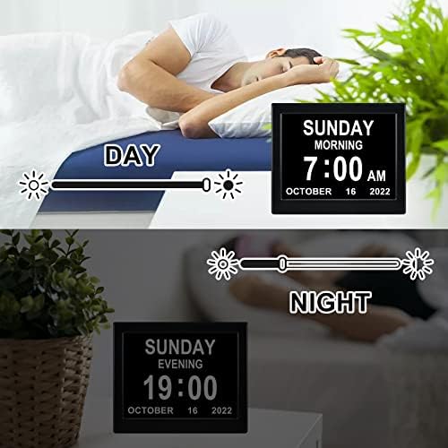 KASTISS Digital Calendar Day Clock - Много Големи Дигитални часовници с нарушено зрение, Часовници за по-възрастните хора, Програмируемо