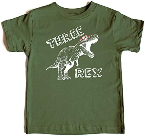 Тениски с динозавром Olive Обича Apple Three Rex на 3-тия Рожден ден за малки Момичета и Момчета, Дрешки за 3-тия Рожден ден
