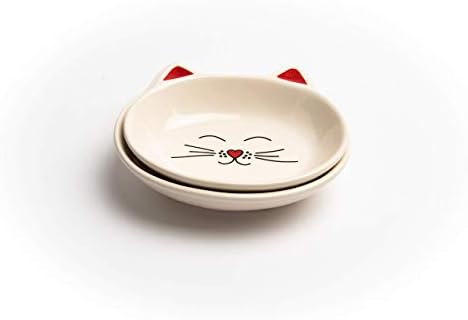 Park Life Designs Ястие за котки Oscar - Купи за Хранене - Чаши за вода и храна в Котешка форма за котки (Кремав)