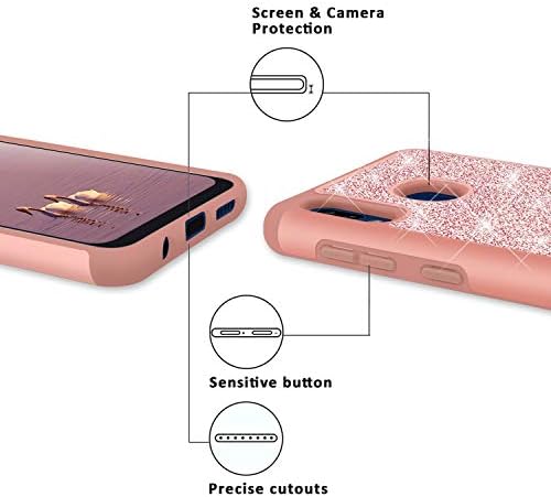 Калъф за телефон TJS, съвместим с Samsung Galaxy A20/ Galaxy A30, с [Защитно фолио от закалено стъкло], с блестящи побрякушками,