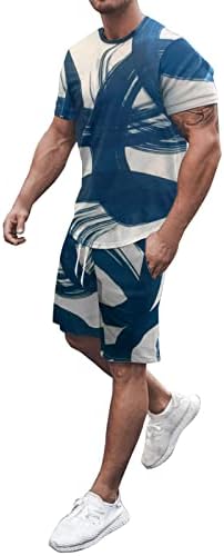 Мъжки Летни Мода и Тенденция За Почивка, Панталони с 3D Дигитален Печат, Комплект с къс ръкав, Монтиране Костюм с мускулна