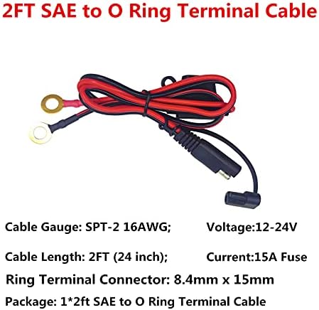 Клеммный кабел с о-пръстен - 2 фута конектор SAE, вилица Sae към веригата зарядно устройство, кабел за Удължаване окабеляването с кольцевым