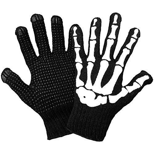 Глобалната ръкавица S60SKD стандартно тегло, Вязаная Ръкавица с шарени Скелтона, PVC грах, Работа, Мъжки, черно-бяло (в опаковка