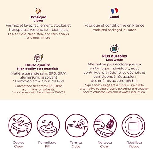 Опаковки за многократна употреба за леки храни и хранене SQUIZ - 3 френската продукция за деца, бебета и малки деца малки деца - Лесно