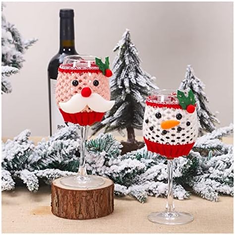 Коледна украса PIFUDE За Коледно парти, Украси за дома на масата, Комплект чаши за вино от вълна ръчно изработени Коледни Украшения,