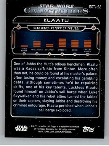 2018 Topps Star Wars Galactic Files Blue ROTJ-32 Официалната Неспортивная търговска картичка Klaatu в NM или по-добро състояние
