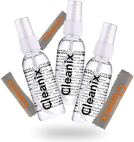 Cleanix Комплект за почистване точки от 1, препарат за почистване на очила, без алкохол, 1 флакон-спрей за обем 2 унции и 1 Кърпа за почистване