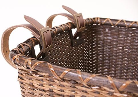 Ретроспективна Плетени от Тръстика Правоъгълна кошница Toto Basket с Джапанки от естествена кожа и месингови катарами