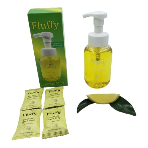 Пищни пенящееся сапун за ръце с 4 таблетки за повторна употреба и 1 опаковка - Получава 4 флакона сапун (лимон-ментов).