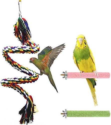 Въже за птици, на Папагали, 2 БР., Поставка за Птичи Костур, Играчки за птици-Бънджи, Аксесоари за клетка за Клетки за Птици, очевидно поклащащи