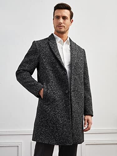 Якета за мъже, Мъжки однобортное палто с ревера (Цвят: Тъмно сив, Размер: XX-Large)