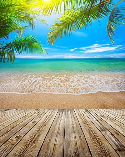 Тропически Плаж Палмови Листа Хавайски Плаж Заден План Плат за Детска Фотосесия Сватба Начало Декор Фотобудка Студио Подпори Стрелба