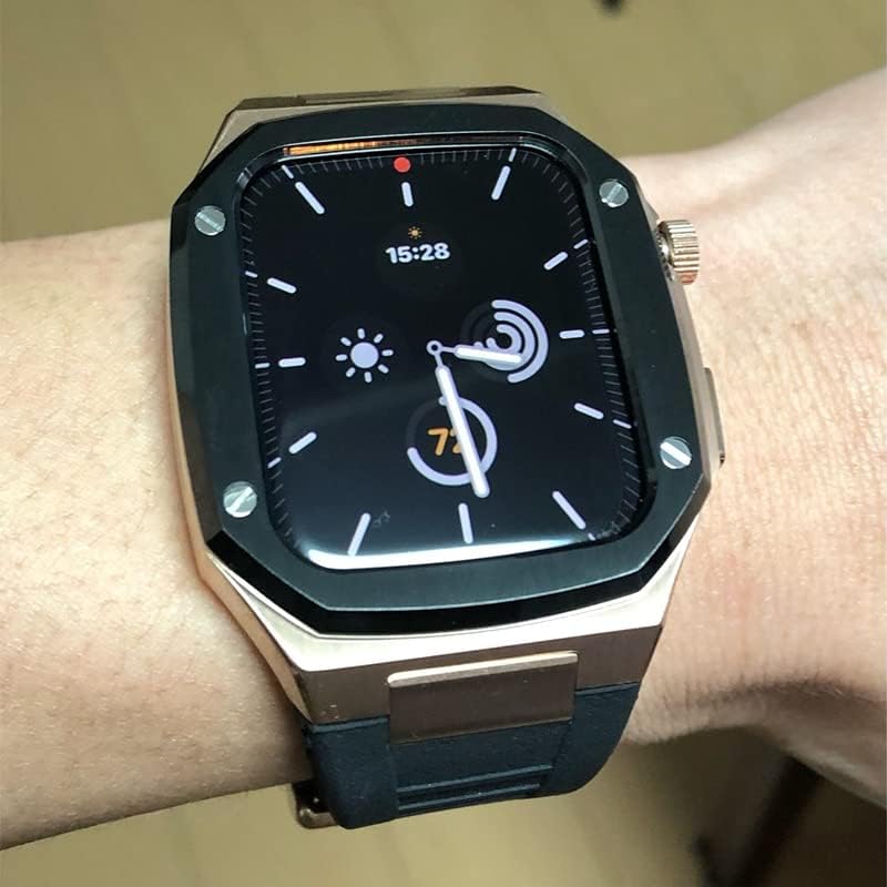 CNHKAU каишка от Каучук за Apple Watch Band 6 SE 5 4 44 мм Луксозен комплект модификация iwatch 8 7 41 мм 45 мм Силиконов каучук с ръб