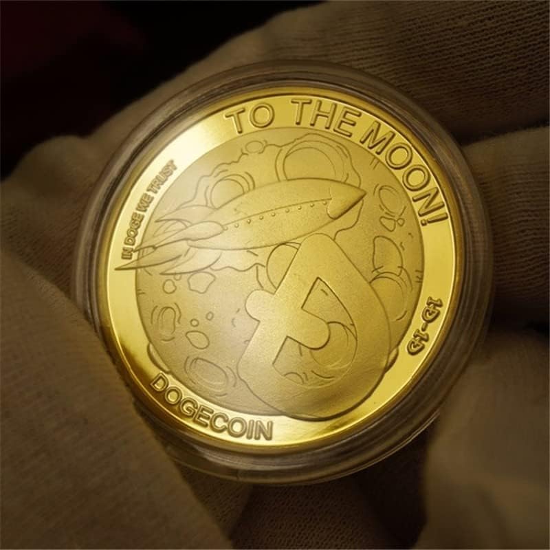 Dogecoin Възпоменателна Монета със Златно и Сребърно покритие, Колекционерски Монети на САЩ Dogecoin, Жетони от сплав, Подаръци за Бродерия