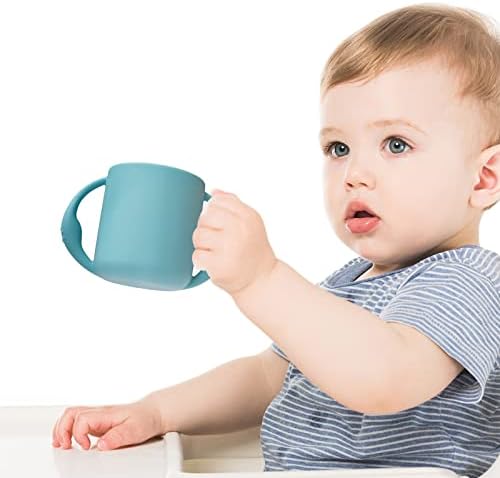 Btrfe Toddler Cups Силиконова Тренировочная чаша за Пиене за дете с Дръжки, Детски Открито Чаши 7 унции (Синьо небе)