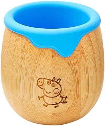 Чаша за деца морско Свинче Пеппа за деца – 150 мл Бамбук чаша за бебе със силиконово покритие | Преходна чаша за пиене | Чаша за закуски