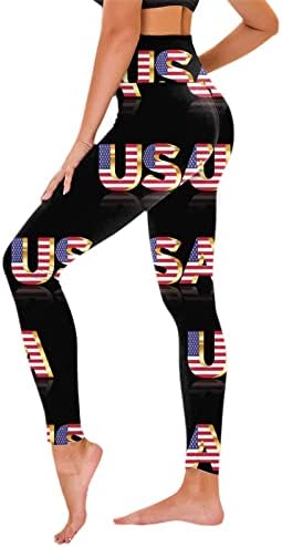 Американското знаме от 4 юли Женски Гамаши с висока талия Independence Дневни Панталони Безшевни Гамаши Пълна Дължина Панталони