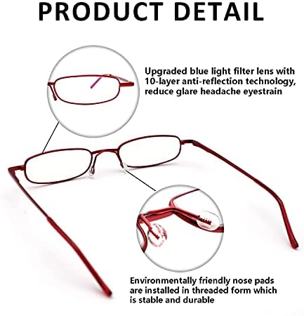 Очила за четене GINGEREYE със заключване синя светлина - 2 опаковки Компактен Тънък джоба Четец за жени + Точки с пружинным