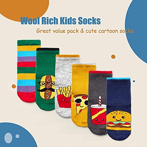Вълнени чорапи За момчета, Детски Зимни Чорапи, Термоноски за момчета, 6 Двойки