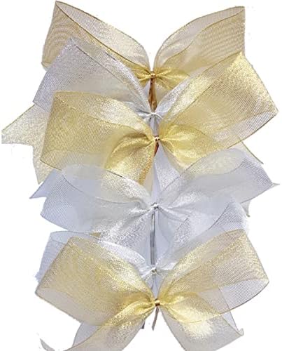 LSHDXD 36 pack Смесени Опаковки 5,5 × 5,5 инча Златна и Сребърна Лента Коледни Венци Панделки върху Елхата Вратовръзки,