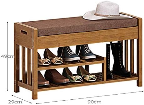 Пейка за обувки в коридора, със здрави рафтове HTLLT, Кафяв Диван-стол с възглавница, Прост