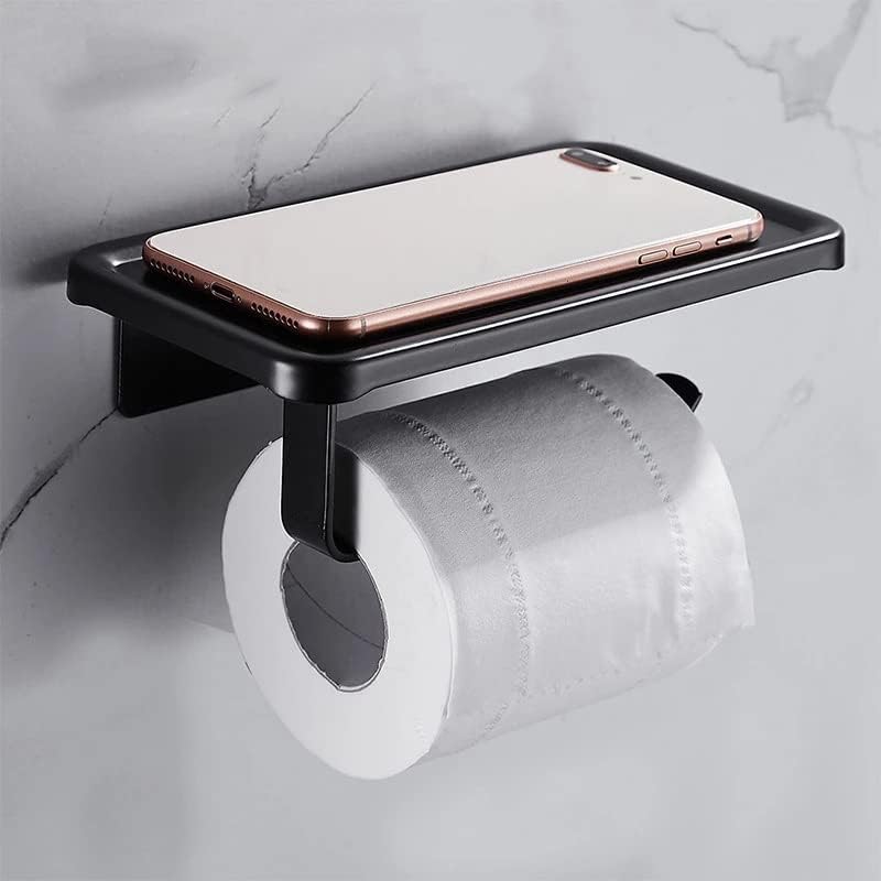 Стенен държач за тоалетна хартия от неръждаема стомана за Баня, Държач за номера (Цвят: черен, размер: 10,5 * 19,5 см)