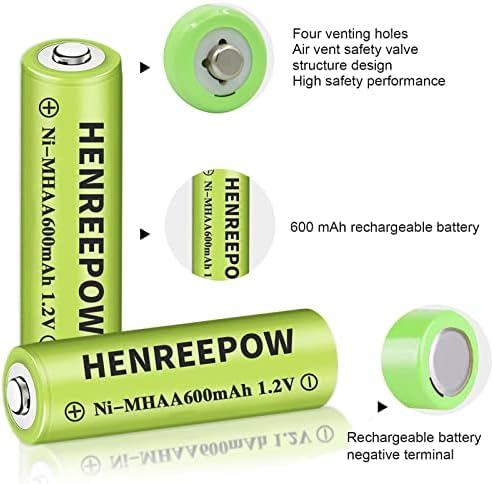 Батерии Henreepow Ni-MH AA двоен капацитет 1,2 В предварително зареждане за външни соларни осветителни тела за градина озеленяване,