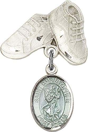 Детски икона Jewels Мания син чар на Св. Кристофър и игла за детски сапожек | Детски икона от сребро със син чар на Св. Кристофър
