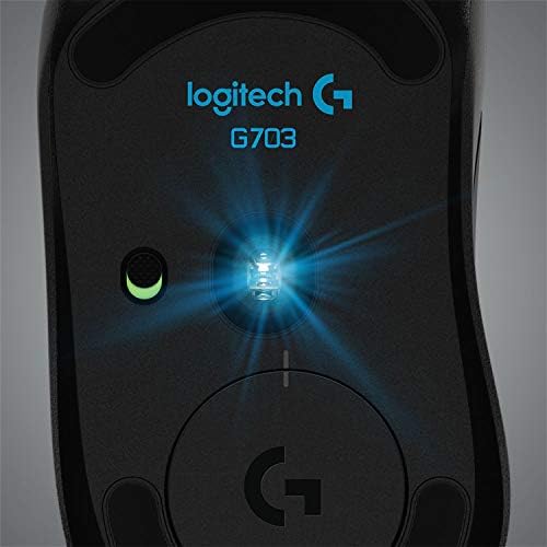 Безжична детска мишка Logitech G703 Lightspeed с сензор Hero 25 ХИЛ., съвместима с PowerPlay, Lightsync RGB, ниско тегло 95 Грама + 10