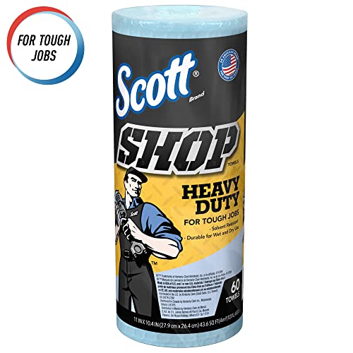 Кърпи Scott Shop за тежки условия на работа (32992), Сини Колички за кърпи за разтворители и тежки работи, 60 Листа в ролка (опаковка от