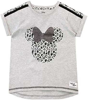 Тениска с Мини Маус за момичета Disney, Леопардовый Разпечатки с Пайети, Детски Топ с Къс ръкав