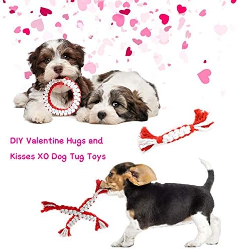 CooShou 3 бр. Играчки от Памучни Въжета за Кучета на Ден, Св. Валентин или За Почистване на зъбите на Кучета I Shape X Shape O Shape