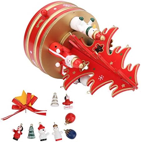 Коледна Музикална Ковчег Vifemify Дървена Коледна Музикална Ковчег Коледна Украса и Подарък за децата, Коледна Украса (червен)